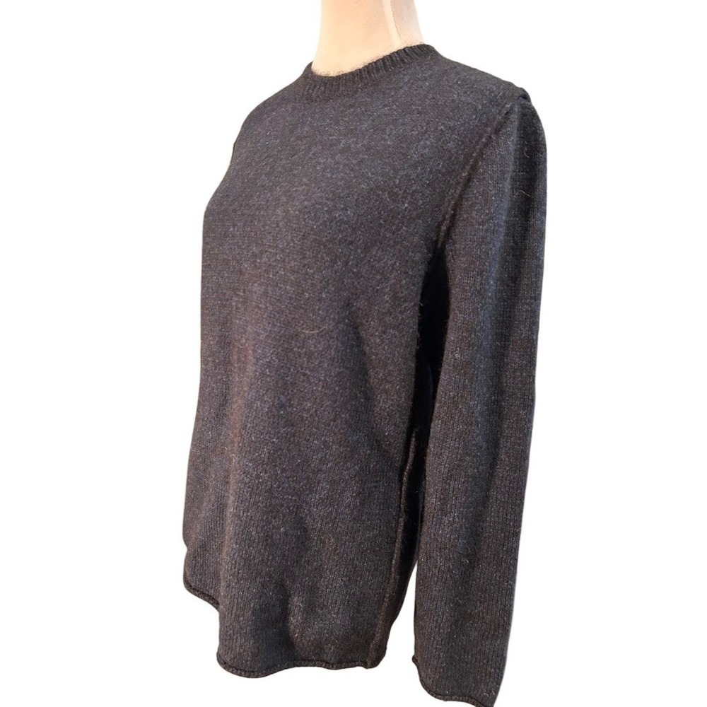 Transit Par Such Mens Wool Sweater Charcoal Navy Crew Neck Exposed Seams Size M